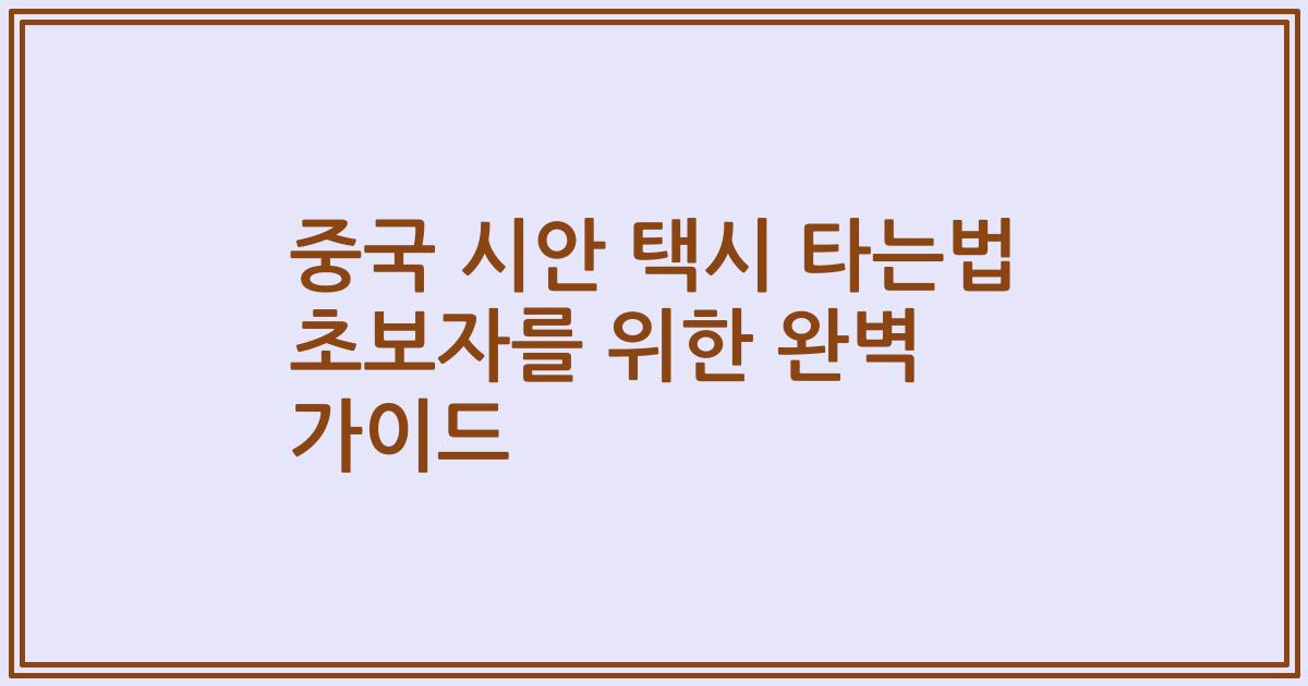 중국 시안 택시 타는법 초보자를 위한 완벽 가이드